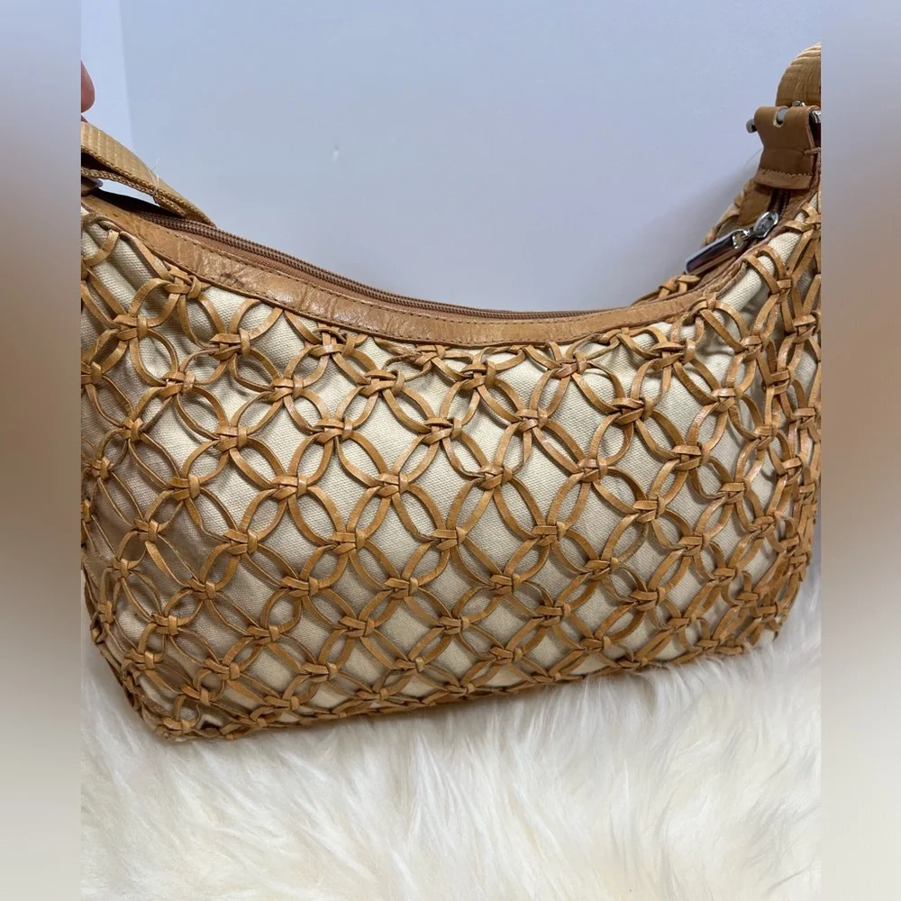 Macrame & Canvas Bone Leather Adjustable Nylon Strap, Boho Bag Leather - Picture 4 of 12